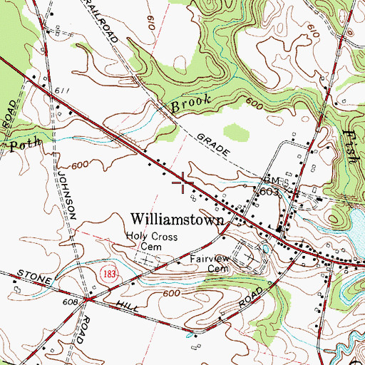 Topographic Map of Williamstown Volunteer Fire Department, NY