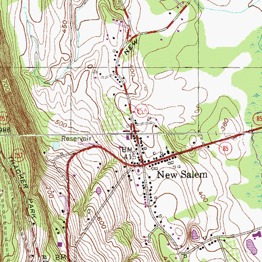Topographic Map of New Salem Fire District 23 Station 1, NY