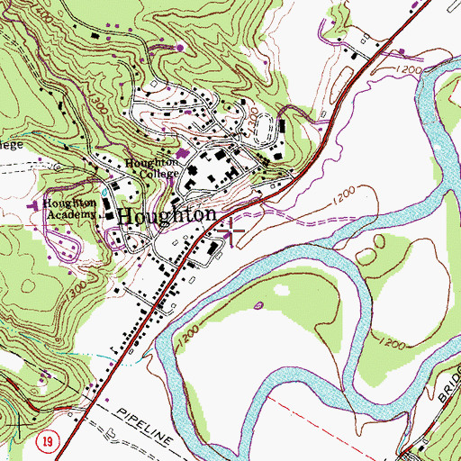 Topographic Map of Houghton Volunteer Fire Department, NY