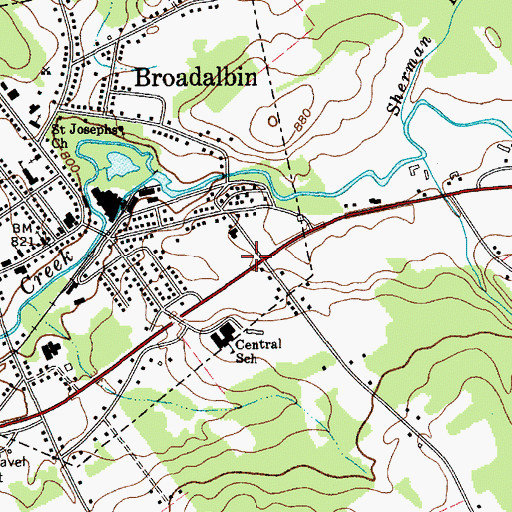 Topographic Map of Broadalbin Kennyetto Volunteer Fire Company, NY