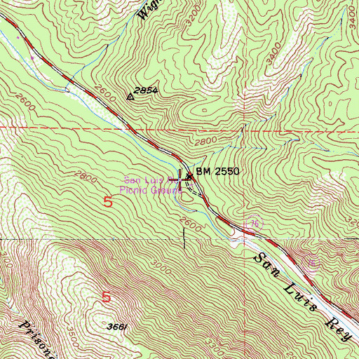 Topographic Map of San Luis Rey Camp, CA