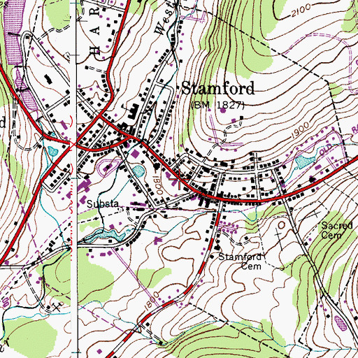 Topographic Map of Stamford Volunteer Fire Department, NY