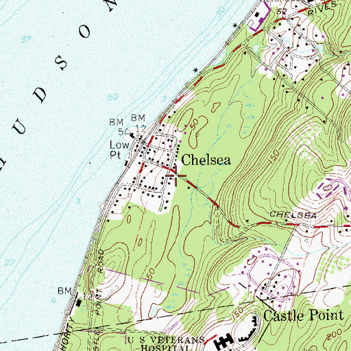 Topographic Map of Chelsea Volunteer Fire Company Station 1, NY