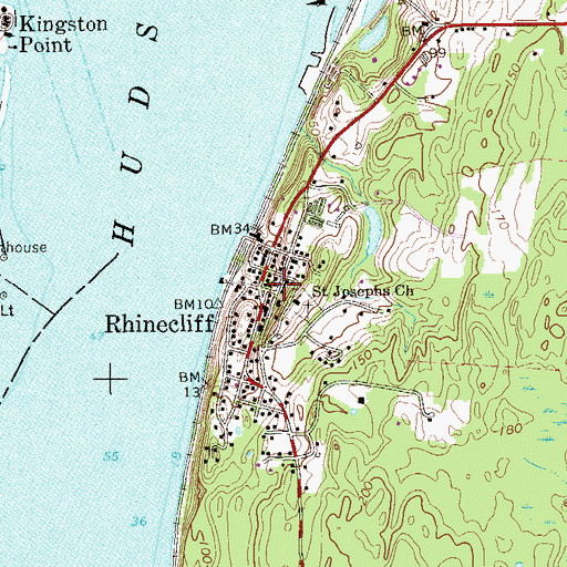 Topographic Map of Rhinecliff Volunteer Fire Company, NY