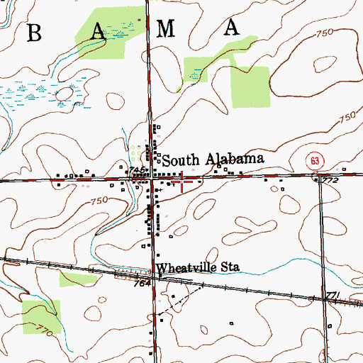 Topographic Map of Alabama Volunteer Fire Department Station 1, NY