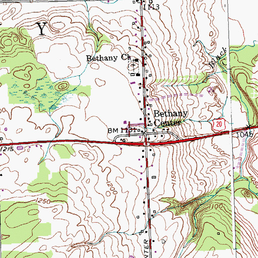 Topographic Map of Bethany Volunteer Fire Department, NY