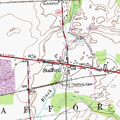 Topographic Map of Stafford Volunteer Fire Department, NY