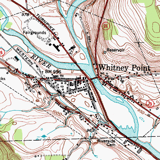 Topographic Map of Whitney Point Fire Department, NY