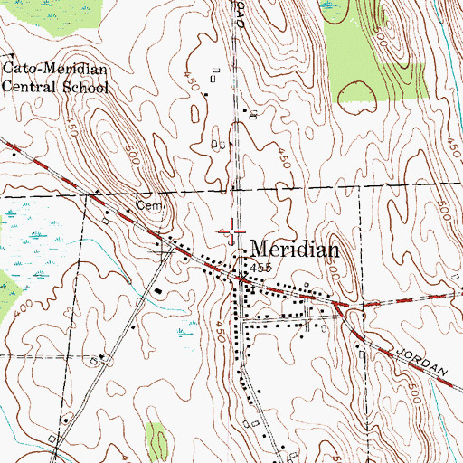 Topographic Map of Meridian Fire Department, NY
