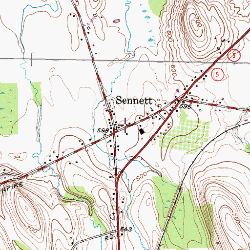Topographic Map of Sennett Fire Department Company 1, NY