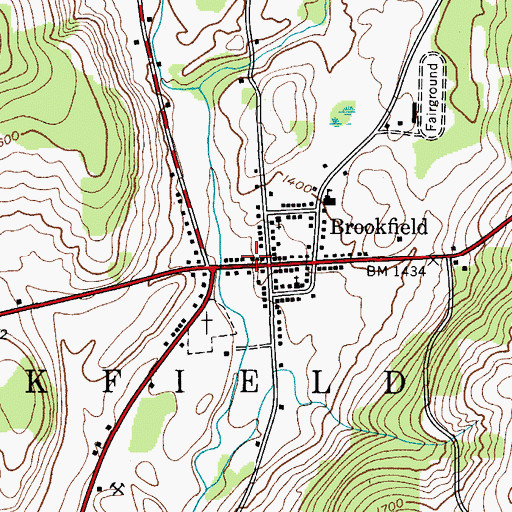 Topographic Map of Brookfield Volunteer Fire Department, NY