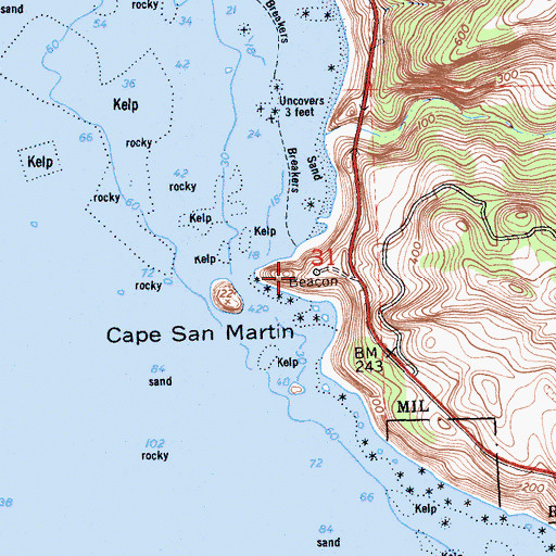 Topographic Map of Cape San Martin, CA