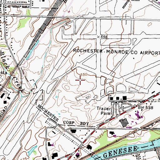 Topographic Map of Greater Rochester International Airport Fire Rescue Department, NY