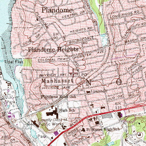 Topographic Map of Manhasset Lakeville Volunteer Fire Department Company 1, NY