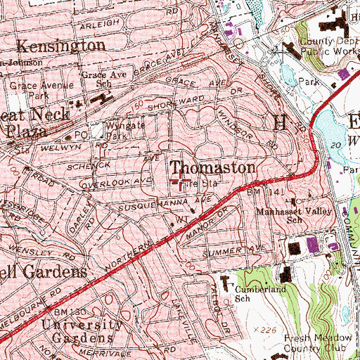 Topographic Map of Manhasset Lakeville Volunteer Fire Department Company 3, NY