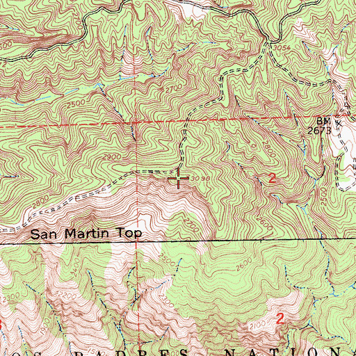 Topographic Map of San Martin Top, CA