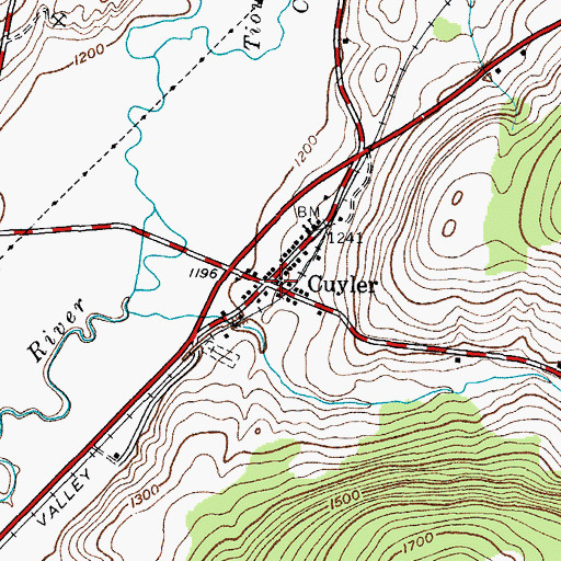 Topographic Map of Cuyler Volunteer Fire Department Station 2, NY