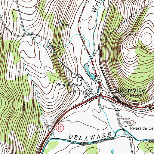 Topographic Map of Bloomville Volunteer Fire Department Station 1, NY