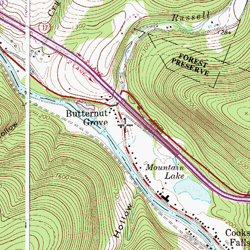 Topographic Map of Cooks Falls Fire Company, NY