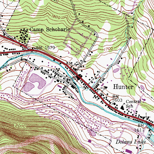 Topographic Map of Hunter Volunteer Fire Company 1, NY