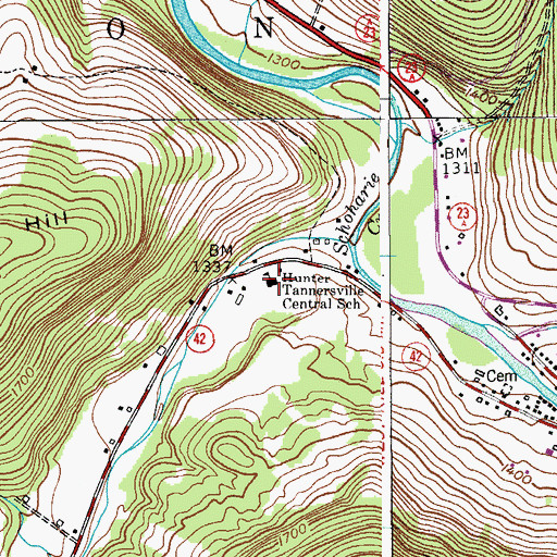 Topographic Map of Lexington Volunteer Fire Department Station 1, NY