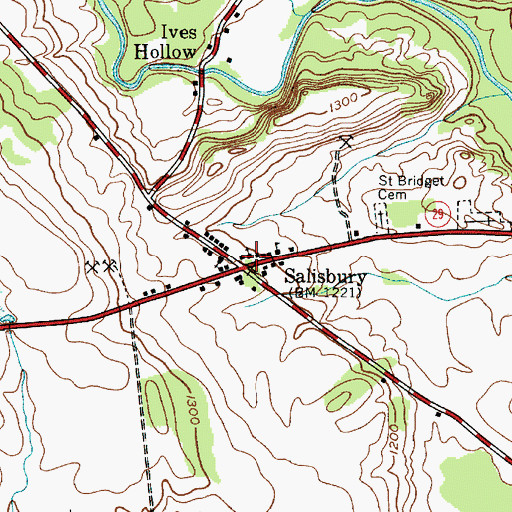 Topographic Map of Salisbury Volunteer Fire Department Station 2, NY