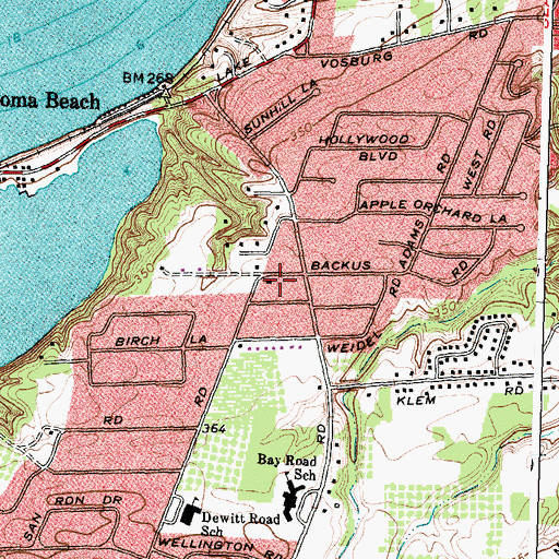 Topographic Map of West Webster Volunteer Fire Department Station 2, NY