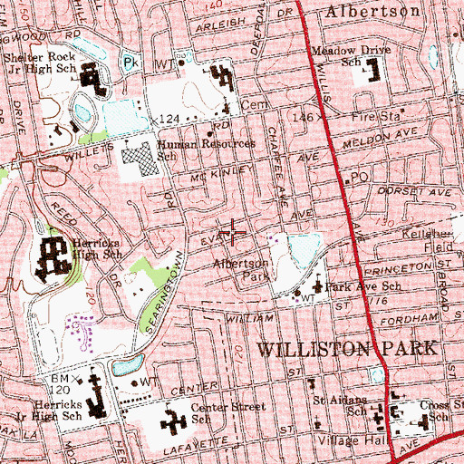 Topographic Map of Albertson Fire Station, NY