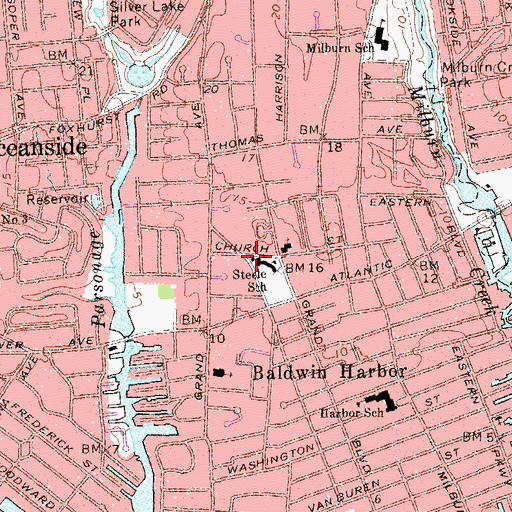 Topographic Map of Baldwin Volunteer Fire Department Hose Company 2, NY