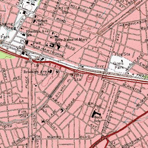 Topographic Map of Valley Stream Volunteer Fire Department Nassau Chemical and Hose Company 2, NY