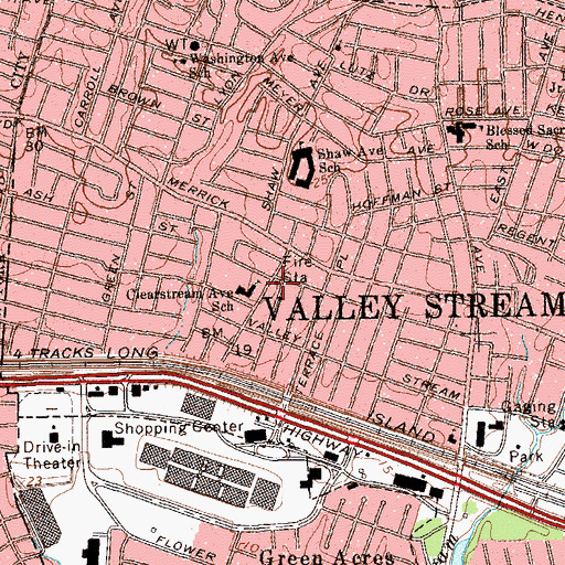 Topographic Map of Valley Stream Fire Department Engine Company 4 Ladder Company 2, NY