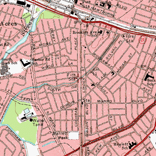 Topographic Map of Valley Stream Volunteer Fire Department Nassau Engine and Hose Company 3, NY