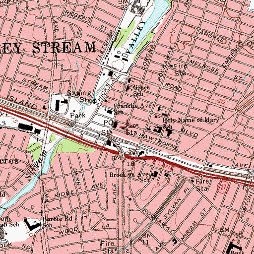Topographic Map of Valley Stream Volunteer Fire Department Nassau Hook and Ladder Company 1, NY