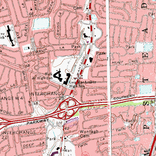 Topographic Map of Wantagh Hook Ladder and Engine Company 1 Station 2, NY