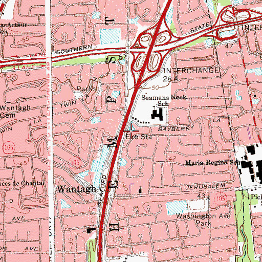 Topographic Map of Wantagh Hook Ladder and Engine Company 1 Station 4, NY