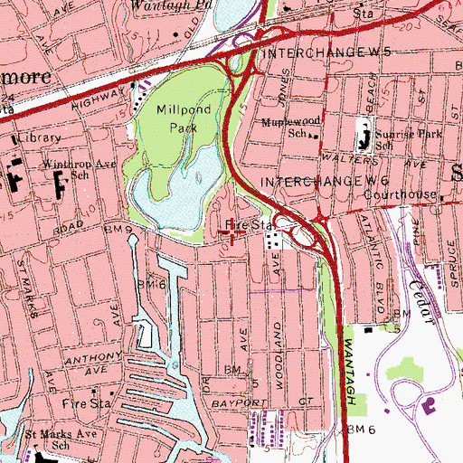 Topographic Map of Wantagh Hook Ladder and Engine Company 1 Station 5, NY