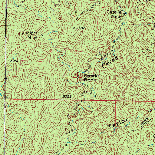 Topographic Map of Castle Rock, AZ