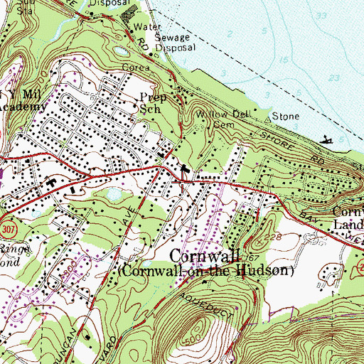 Topographic Map of Cornwall On Hudson Volunteer Fire Department Sub Station, NY