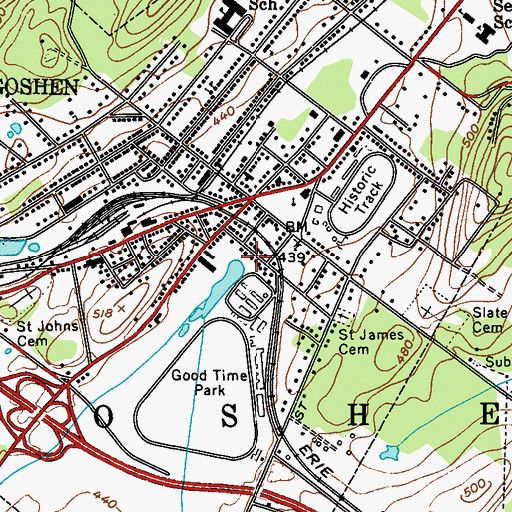 Topographic Map of Goshen Fire District Cataract Engine and Hose Company 1, NY