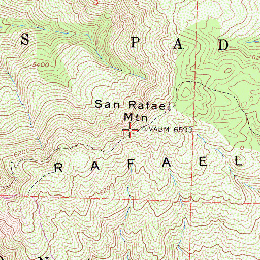 Topographic Map of San Rafael Mountains, CA