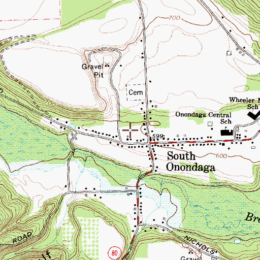 Topographic Map of South Onondaga Volunteer Fire Department, NY