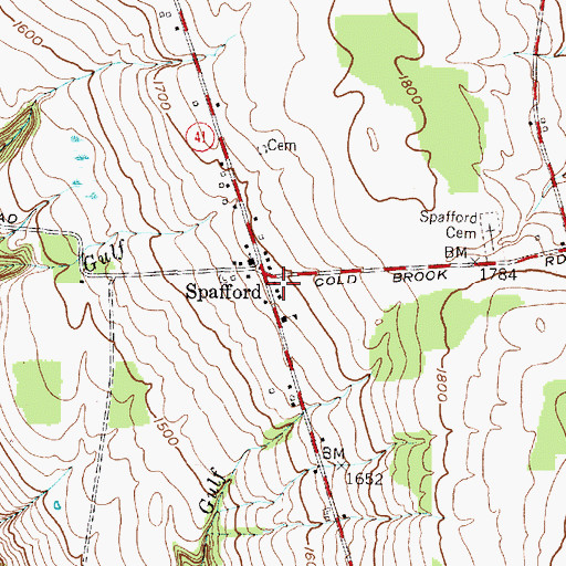 Topographic Map of Spafford Volunteer Fire Department, NY