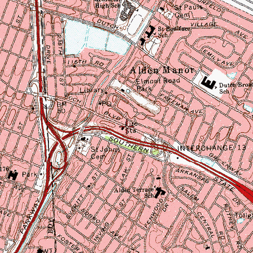 Topographic Map of Elmont Volunteer Fire Station, NY