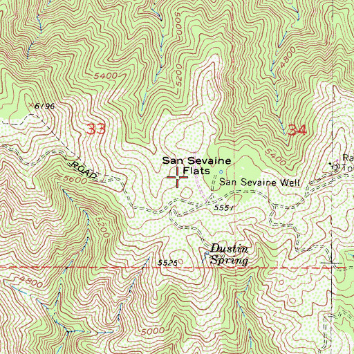 Topographic Map of San Sevaine Flats, CA