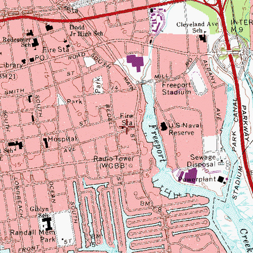Topographic Map of Freeport Volunteer Fire Department Hose Company 1, NY