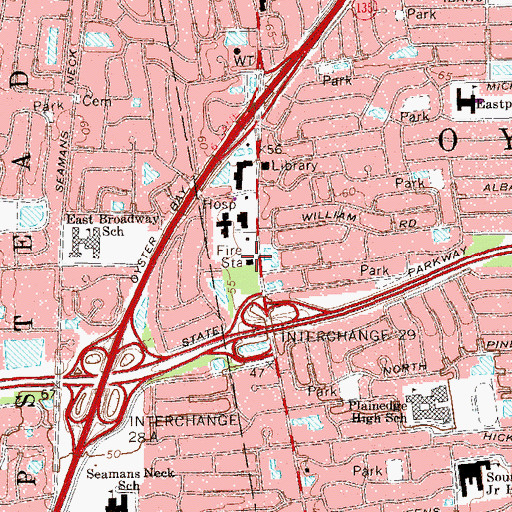 Topographic Map of North Massapequa Volunteer Fire Department Station 2, NY