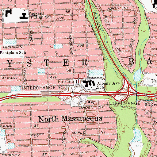 Topographic Map of North Massapequa Volunteer Fire Station, NY