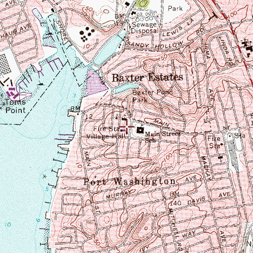 Topographic Map of Port Washington Volunteer Fire Department Atlantic Hook and Ladder Company 1, NY
