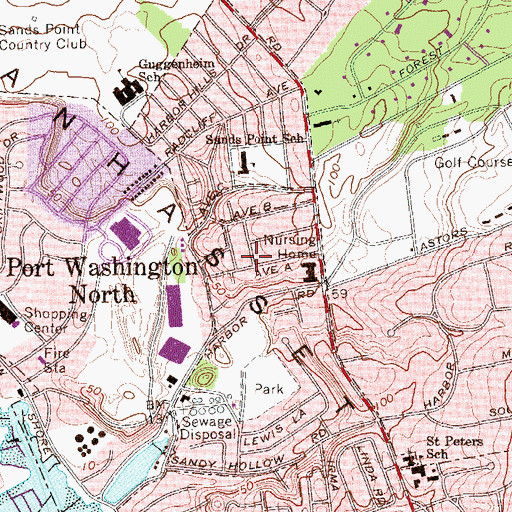 Topographic Map of Port Washington Volunteer Fire Department Atlantic Hook and Ladder Company 1 Annex, NY