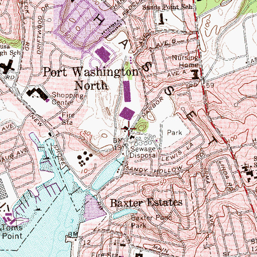 Topographic Map of Port Washington Volunteer Fire Department Fire Medic Company 1, NY